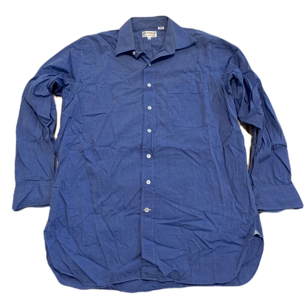 J.P. Tilford Custom Blue Button-Up Shirt, Men's Size 16/34